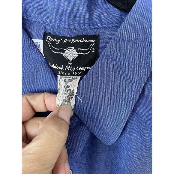 Vintage Flying R Ranchwear Pearl Snap Western Rodeo‎ Cowboy Shirt Mens XLarge - Picture 5 of 13